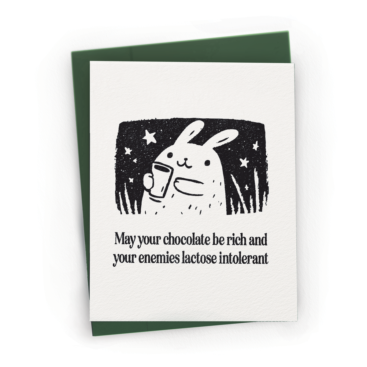 Snarky Chocolate Lover Bunny - A2 Everyday Greeting Card: Blue