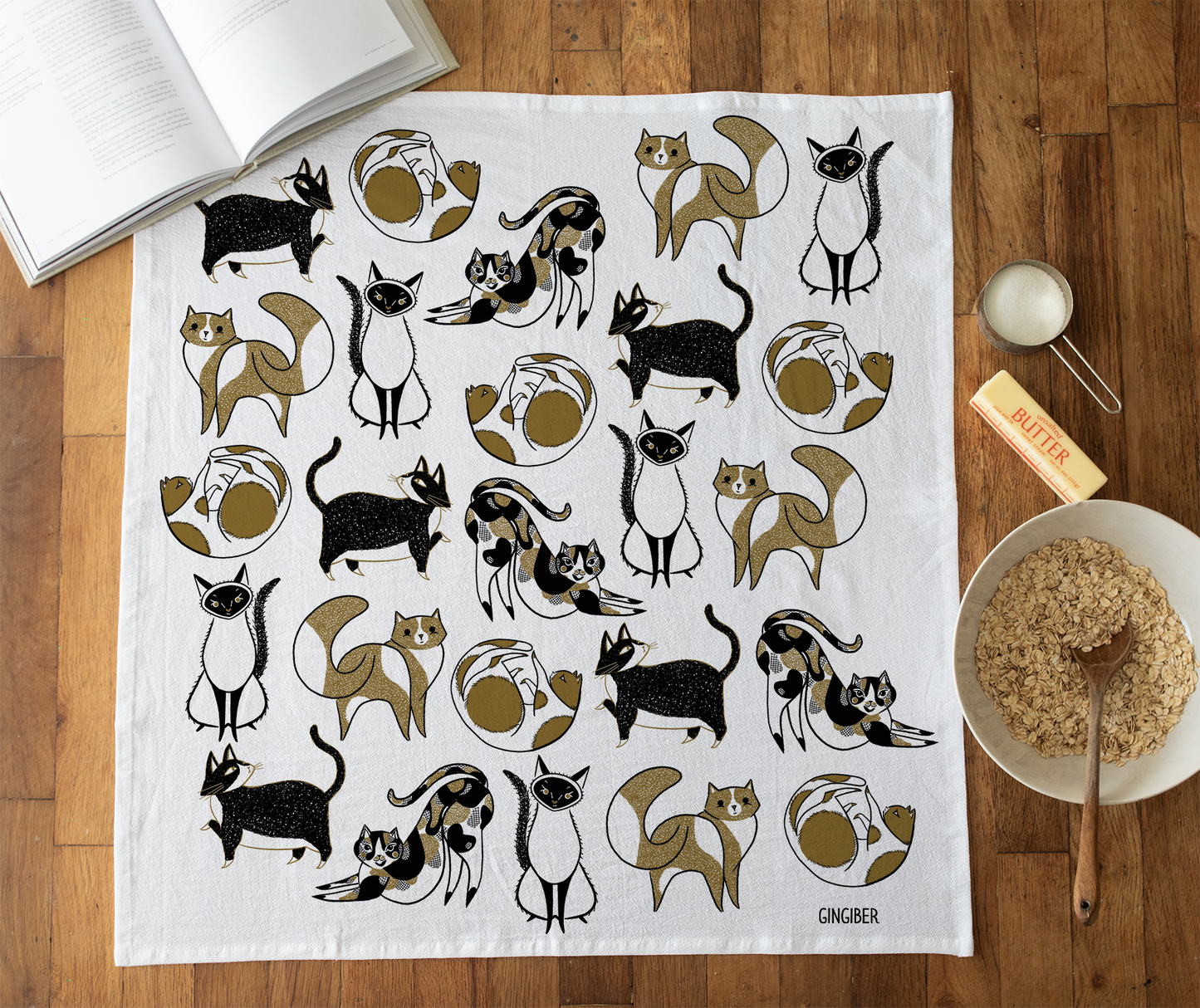 Cat Tea Towel - Cat Lover Kitchen Towel Decor