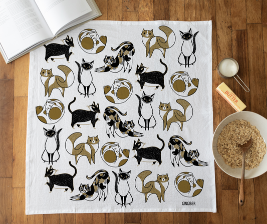 Cat Tea Towel - Cat Lover Kitchen Towel Decor