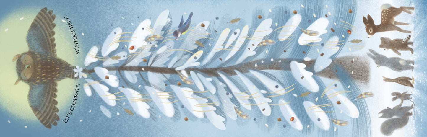 Decorative border with animal illustrations on a light blue background