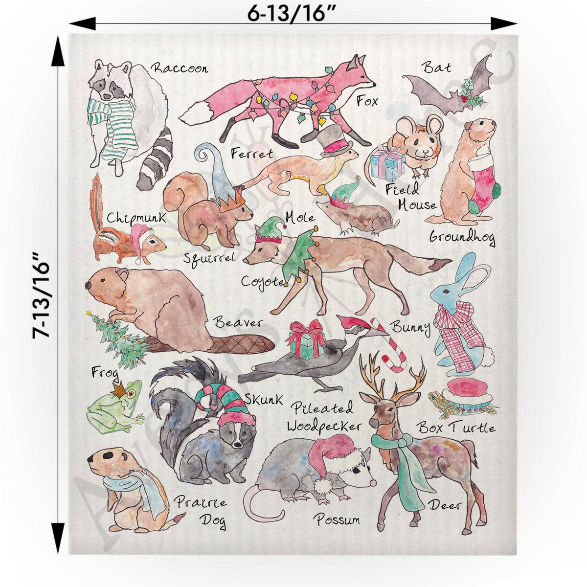 Cheery Christmas Critters Swedish Cloth