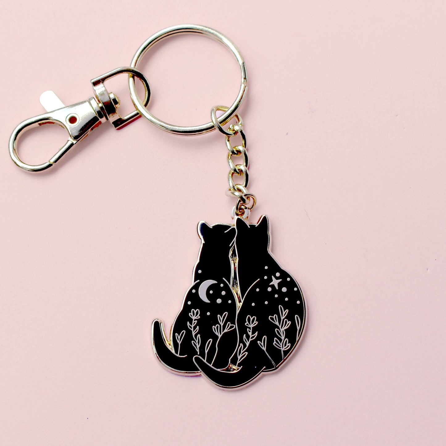 Stargazing Cats Keychain