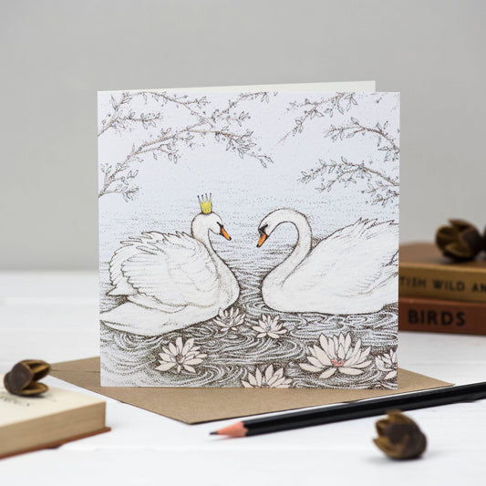 Swans & Crown Greeting Card