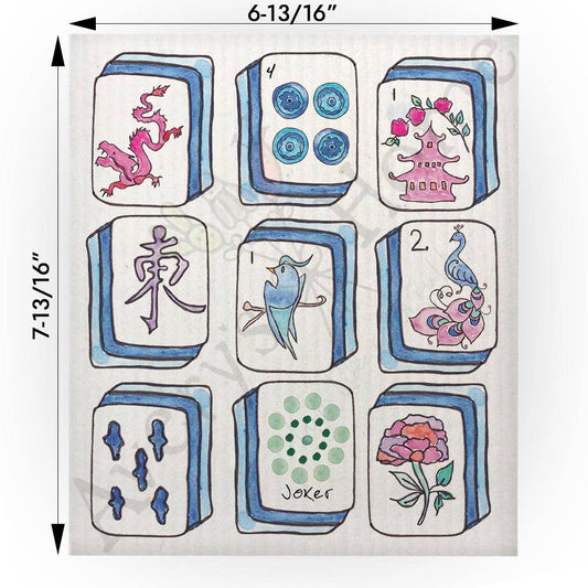 Mahjong Tiles Swedish Dishcloth – Game Lover Decor