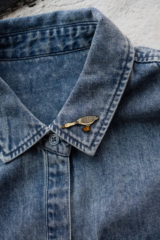 Reaching Pin | Cute Goose Enamel Lapel Pin