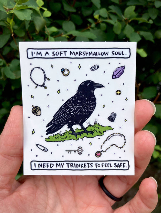 Soft Soft Trinket Crow Vinyl Sticker