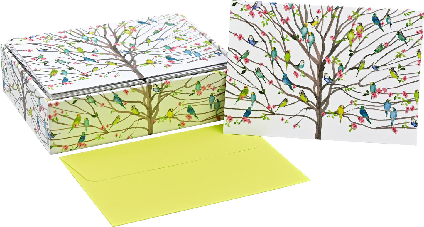 Tree of Budgies Note Cards