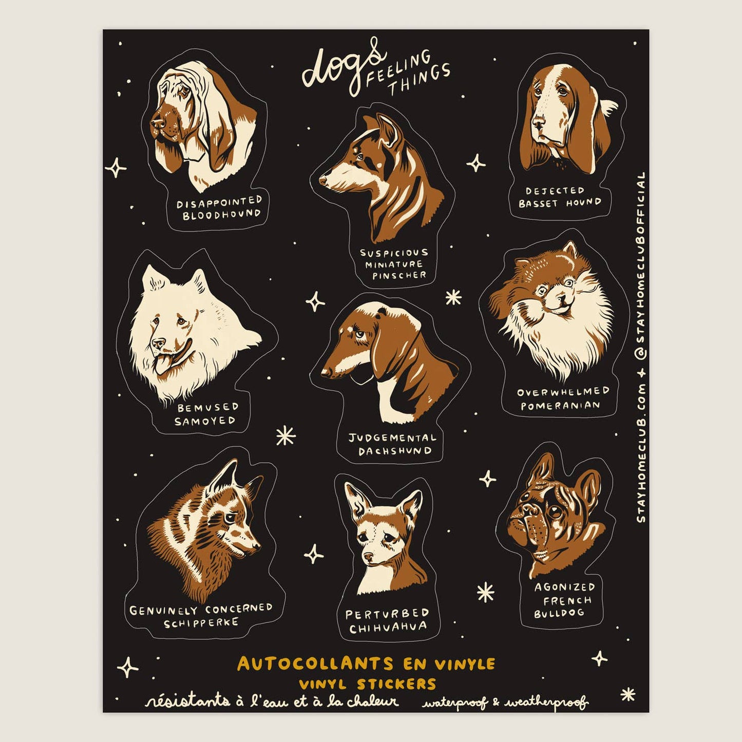 Dogs Feeling Things Mega 8" x 10" Vinyl Sticker Sheet