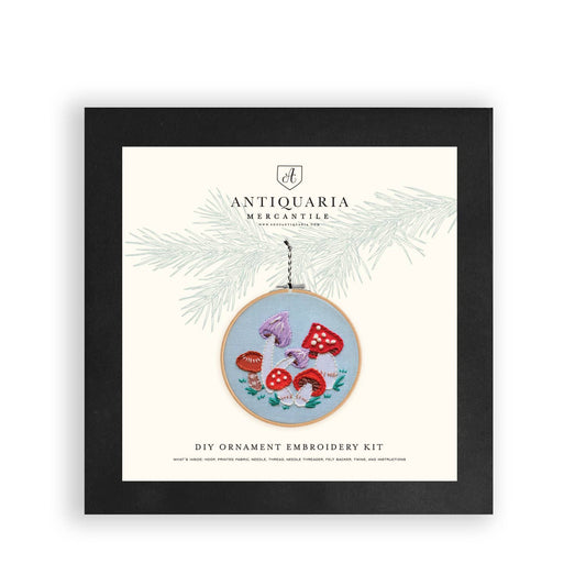 Embroidered Christmas Mushrooms DIY Ornament Kit