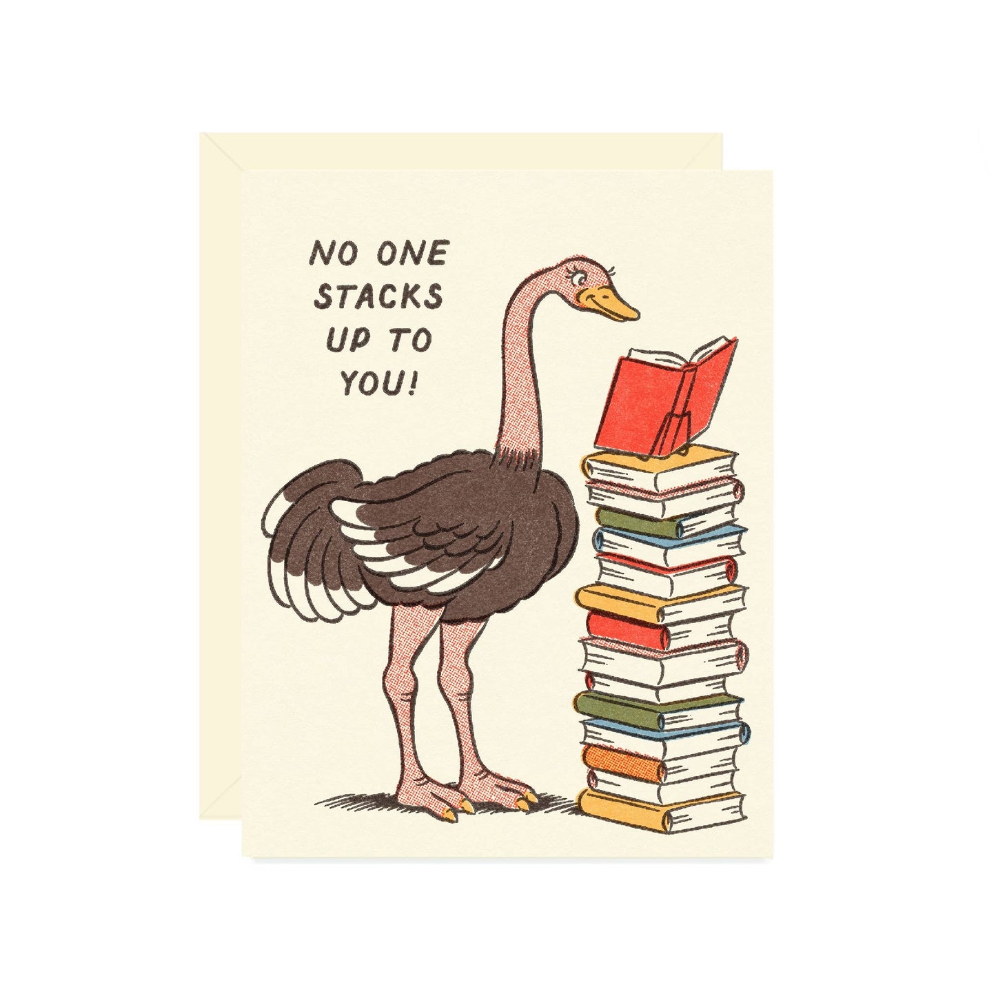 Ostrich Bookstack Friendship Card