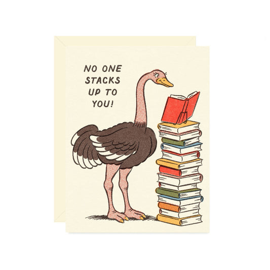 Ostrich Bookstack Friendship Card