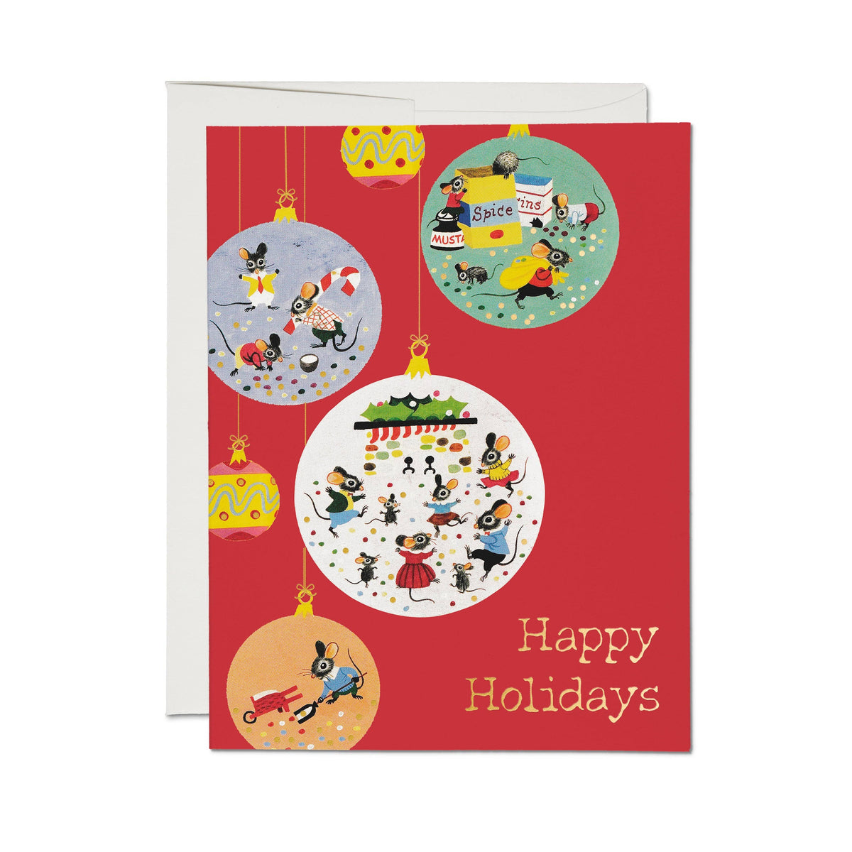 Holiday Mice greeting card: Single
