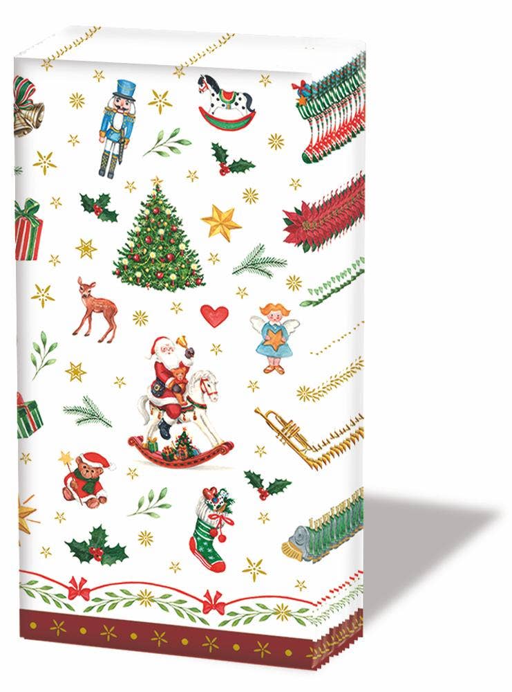 POCKET TISSUE- ORNAMENTS ALL OVER, RED BY AMBIENTE