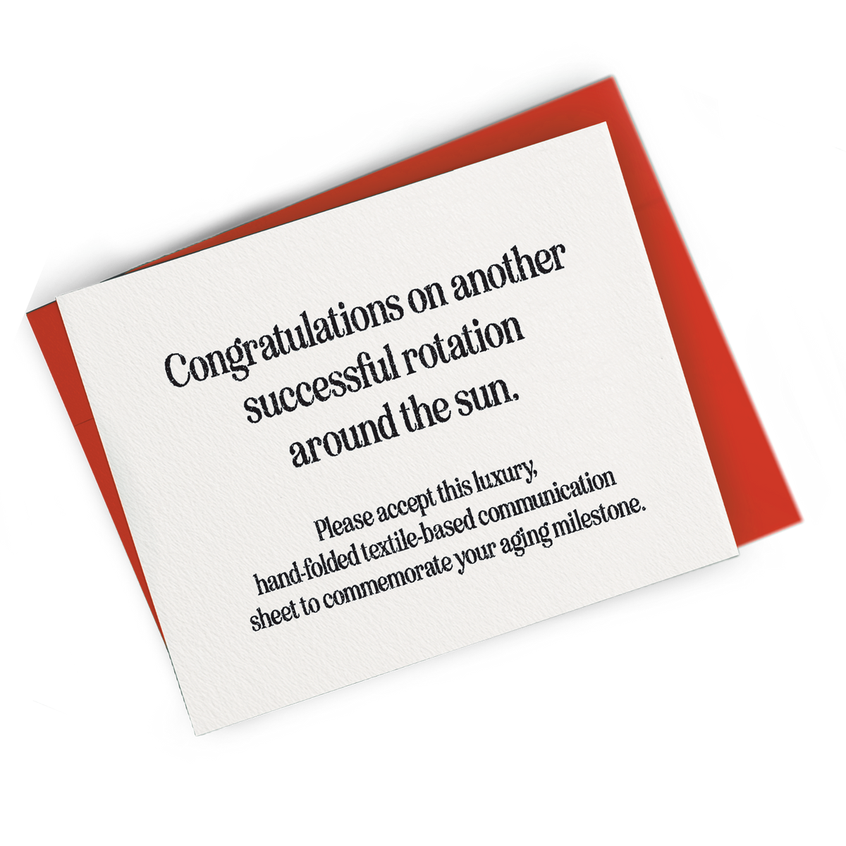 Rotation Around the Sun, Birthday Card - A2 Greeting Card: Red