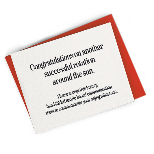 Rotation Around the Sun, Birthday Card - A2 Greeting Card: Red