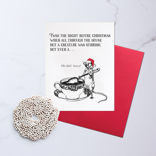 Stirring Mouse, Funny Christmas Greeting Card