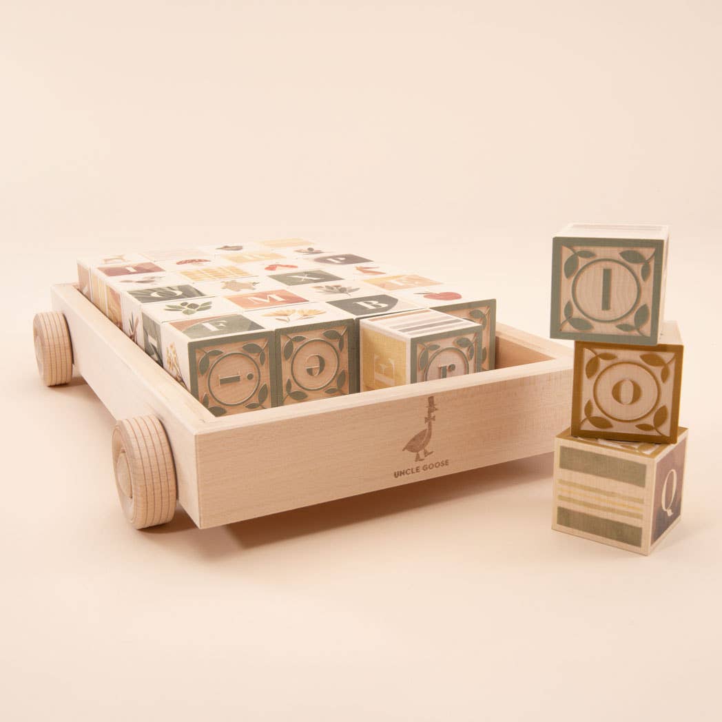 Uncle Goose Watercolor ABC Blocks with Wagon