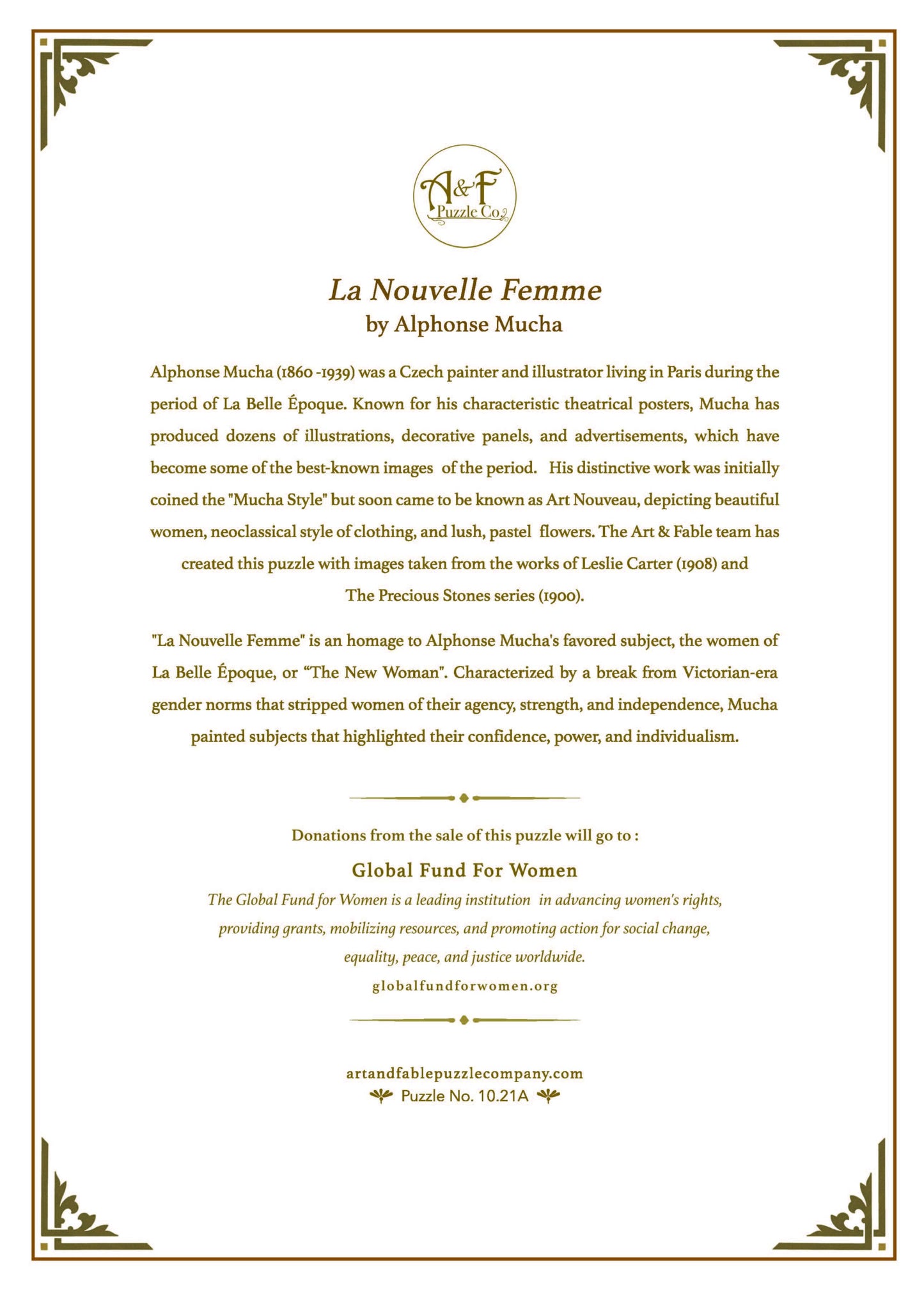 La Nouvelle Femme (A. Mucha), 1000-pc Velvet-Touch Puzzle