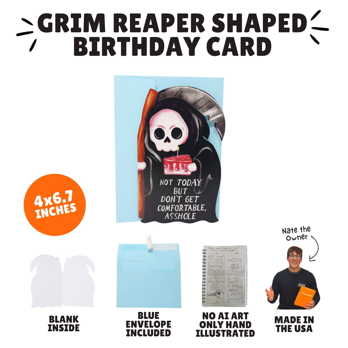 Grim Reaper Not Today - Birthday Card