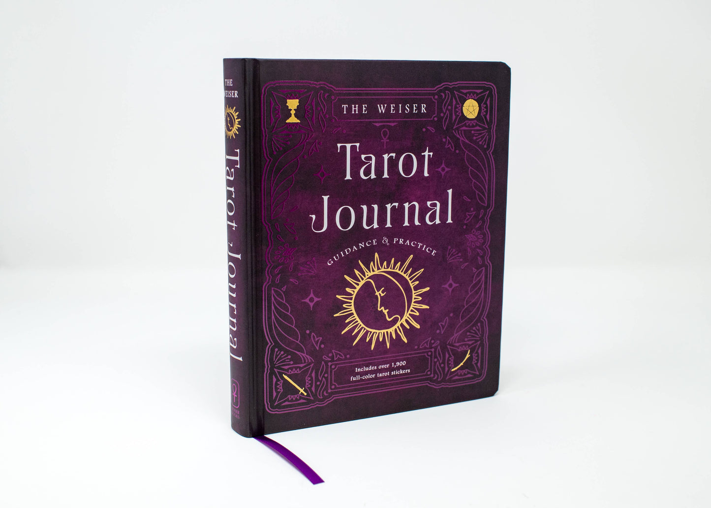 Purple Tarot Journal with gold accents on a white background