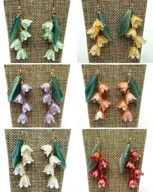 Gold Lily of the Valley Earrings