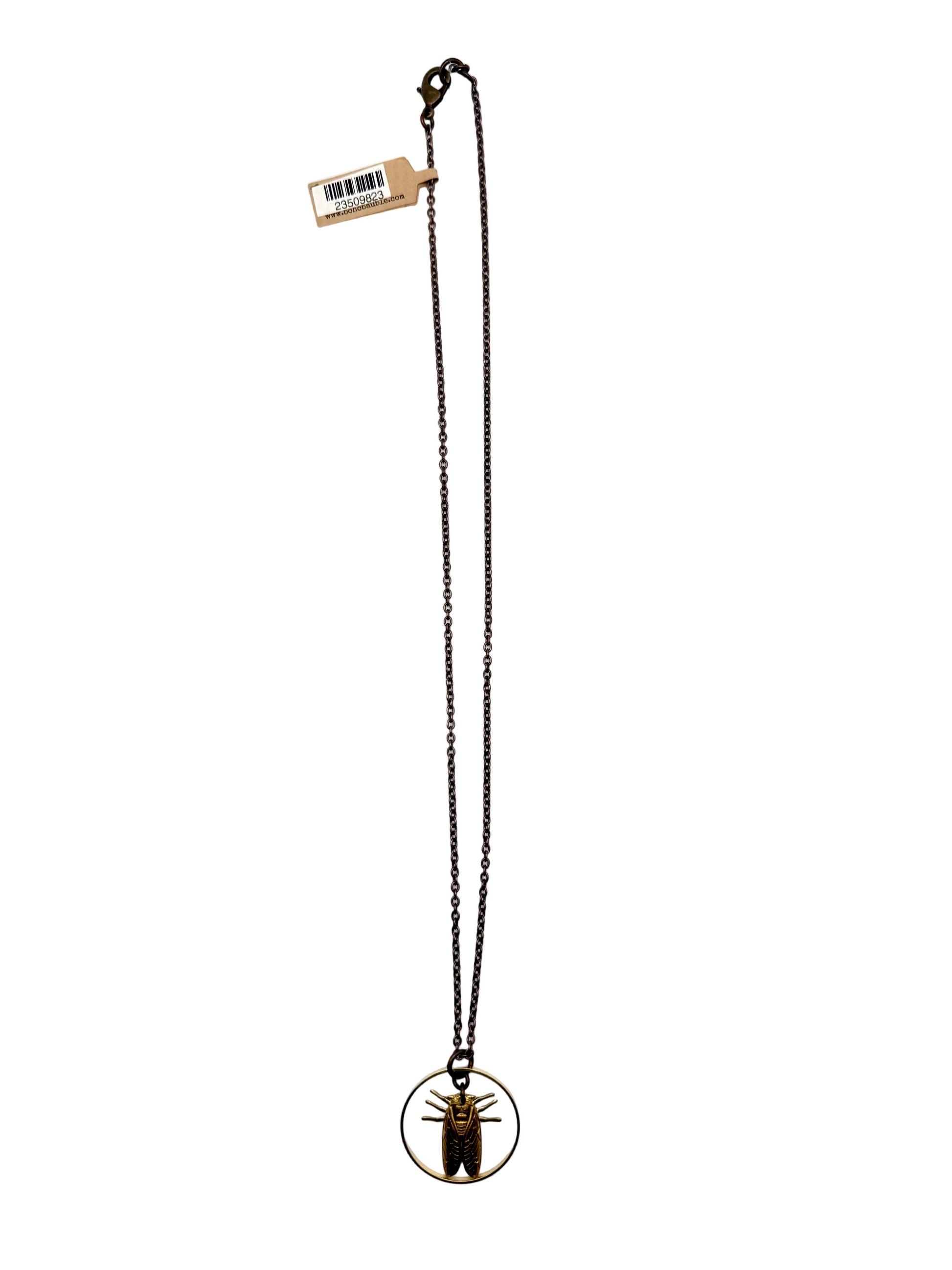 Necklace with a circular pendant on a white background