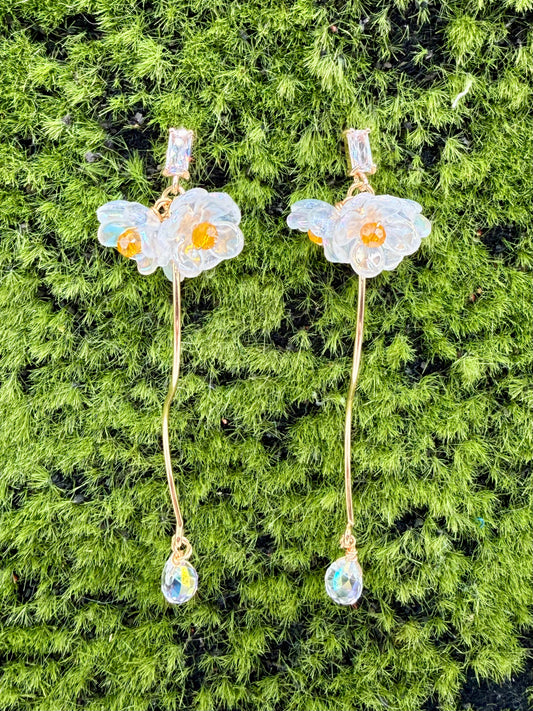 Flower Dangle Stud Earrings