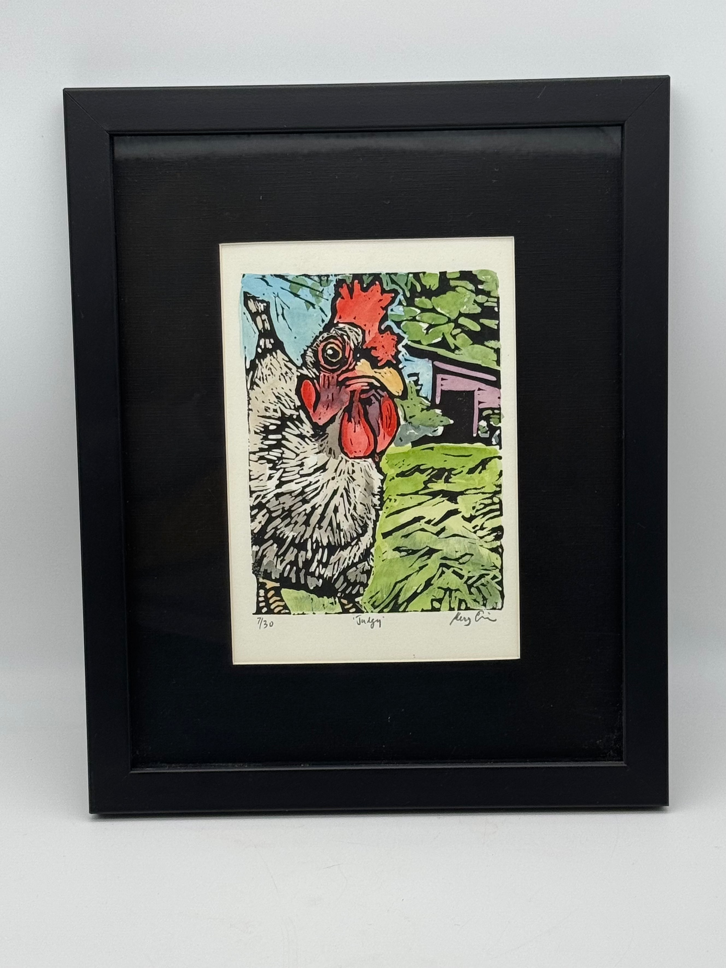 Judgy (Chicken) Original Linocut Print