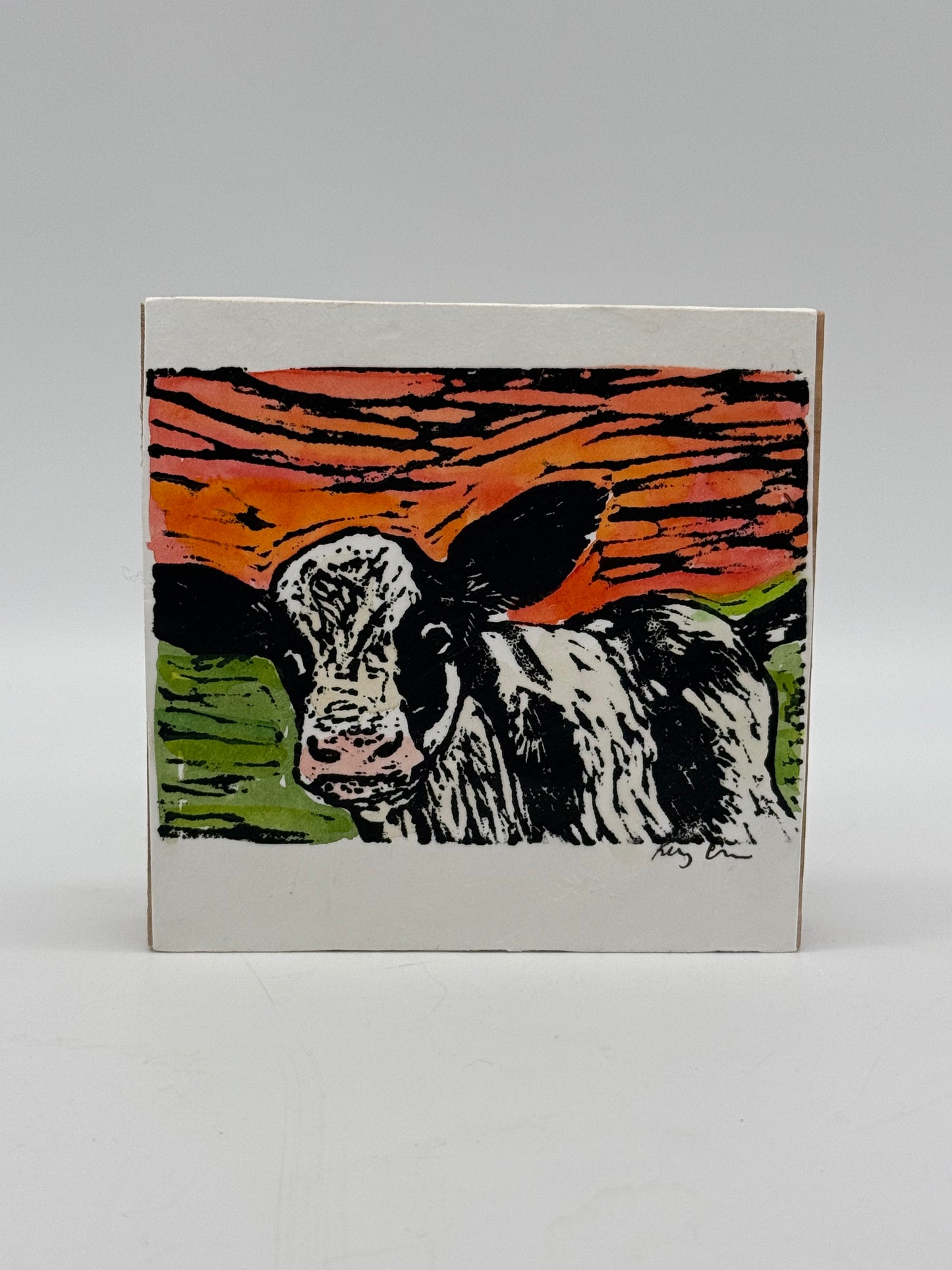 Original Handpainted Linocut Animals on Birch Wood Blocks