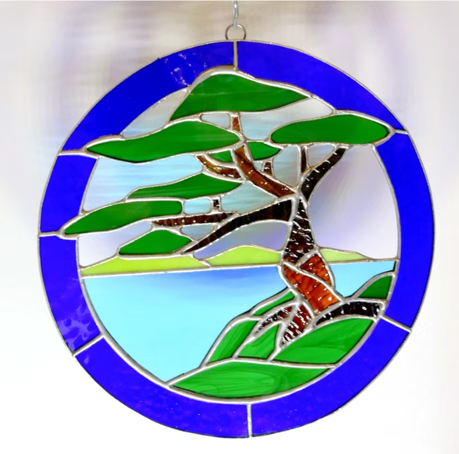 Stained Glass Cypress Tree (8" Circle)