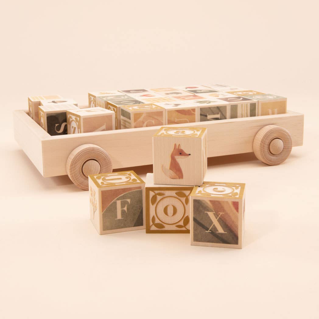 Uncle Goose Watercolor ABC Blocks with Wagon