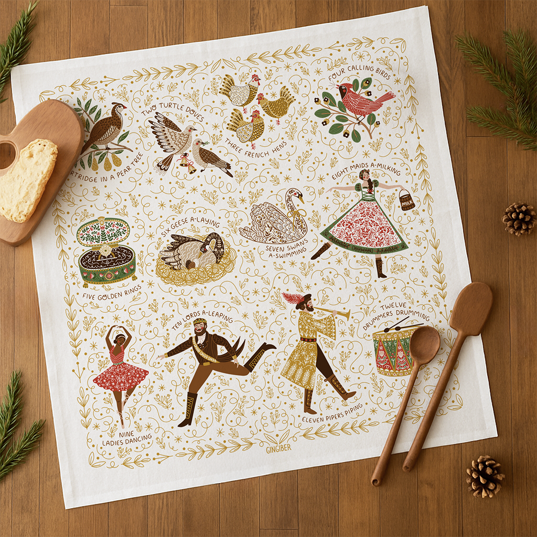12 Days of Christmas Tea Towel