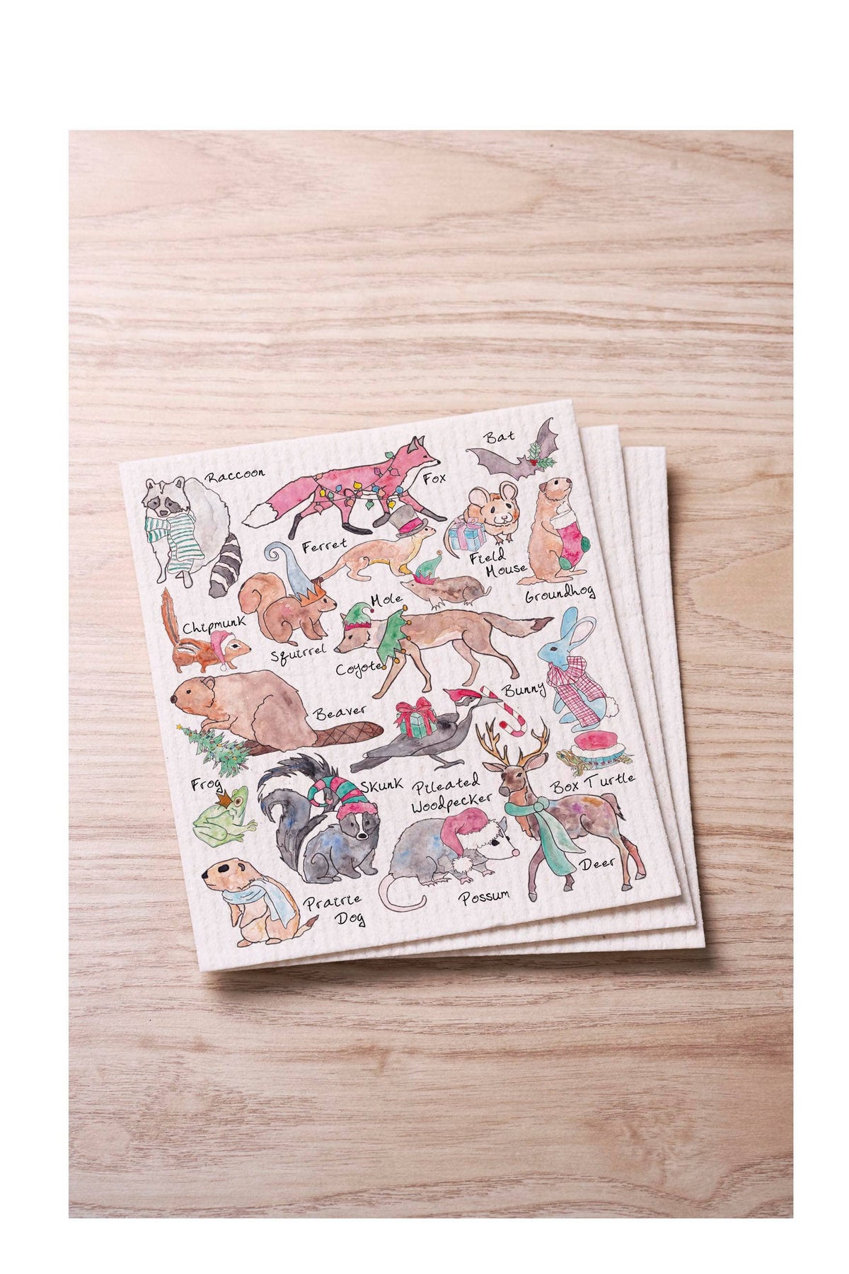 Cheery Christmas Critters Swedish Cloth