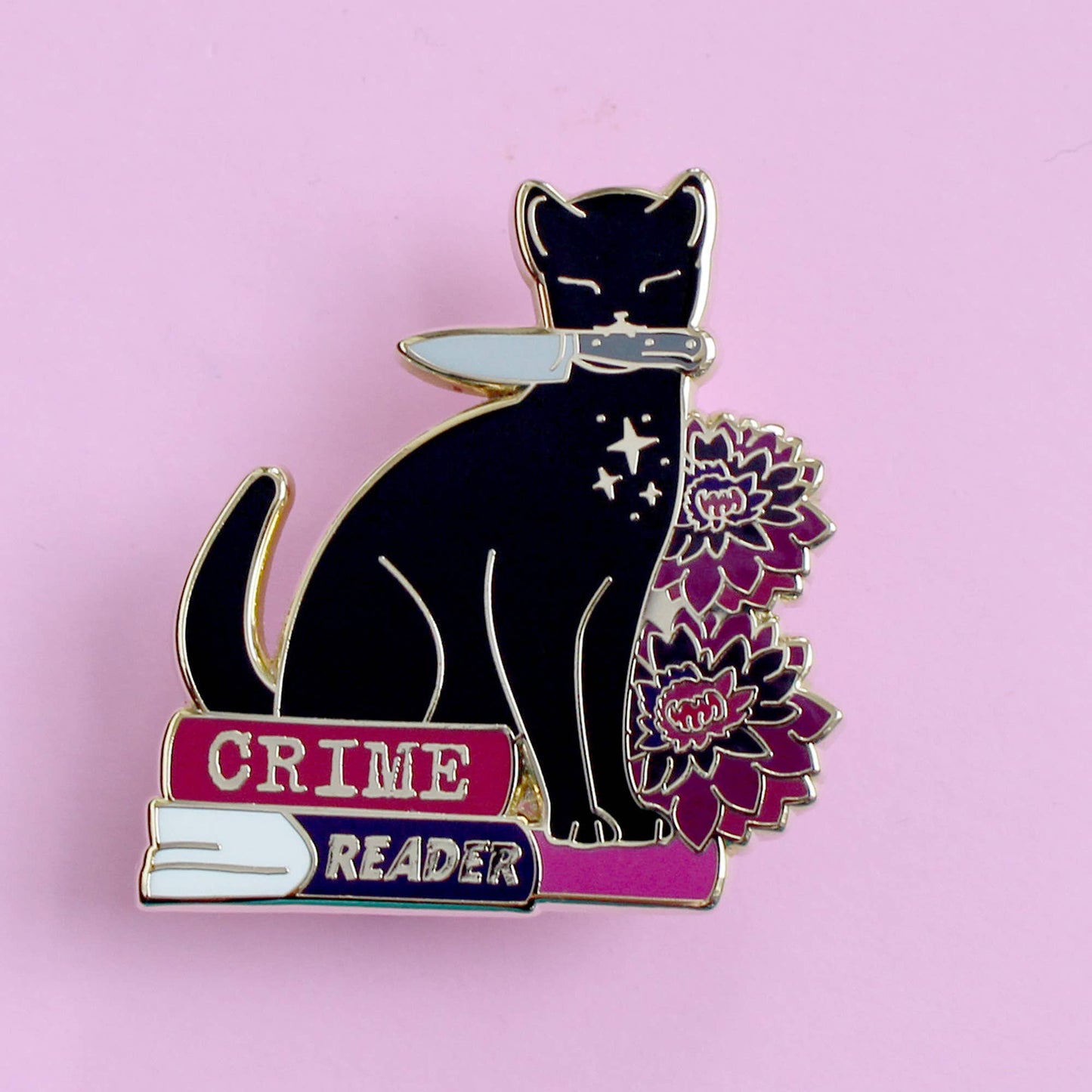 Crime Reader Cat Enamel Pin