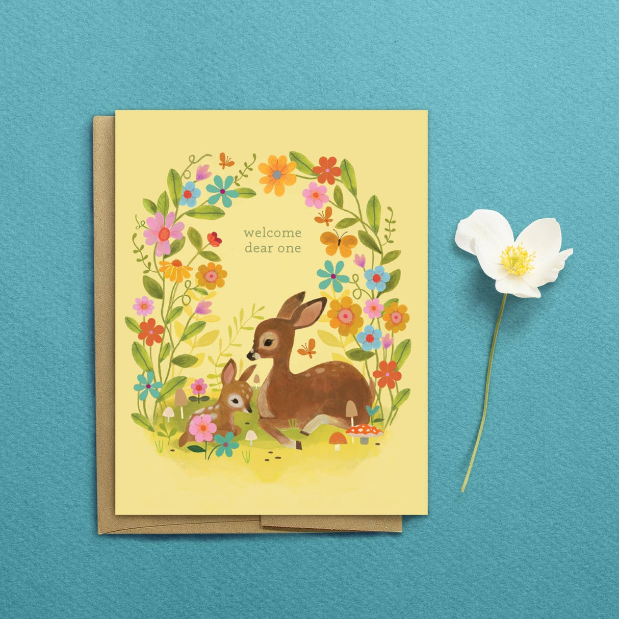 Baby Deer New Baby Card: Card with Envelope and Cello Jacket - The Regal Find