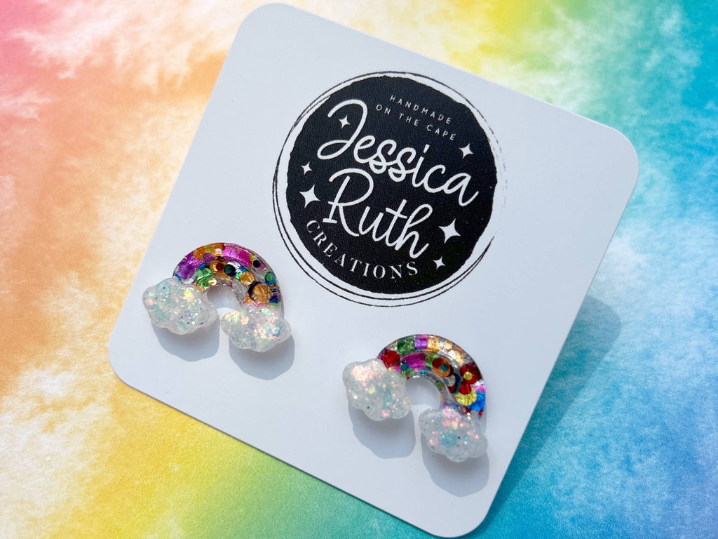 Big Rainbow and Cloud Stud Earrings - The Regal Find