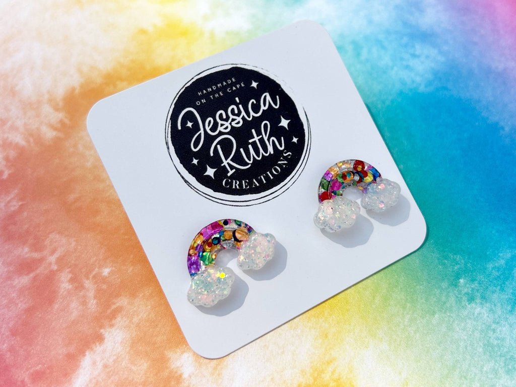 Big Rainbow and Cloud Stud Earrings - The Regal Find