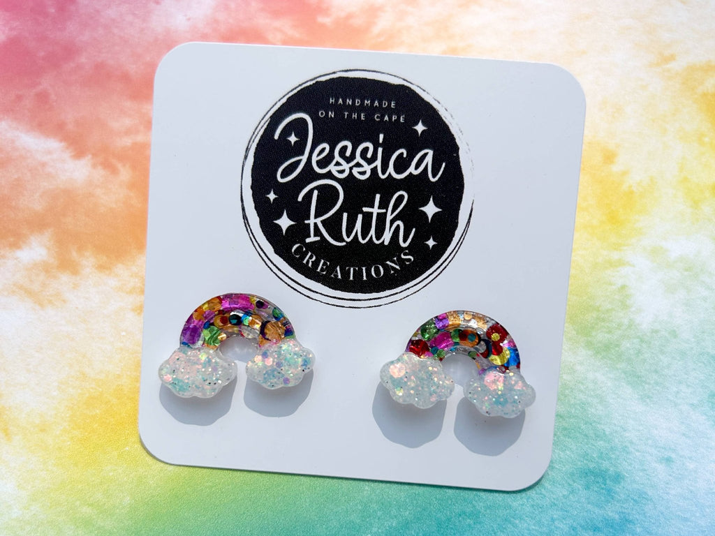 Big Rainbow and Cloud Stud Earrings - The Regal Find