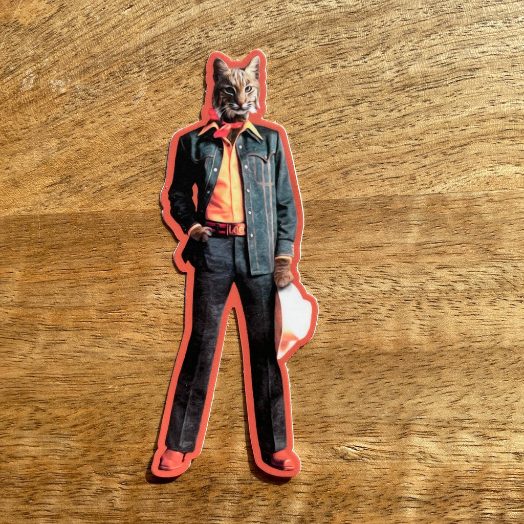 Bobcat in Clothes funny animal sticker - The Regal Find