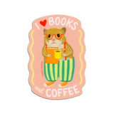 Books and Coffee Loving Bookish Hamster Sticker - The Regal Find