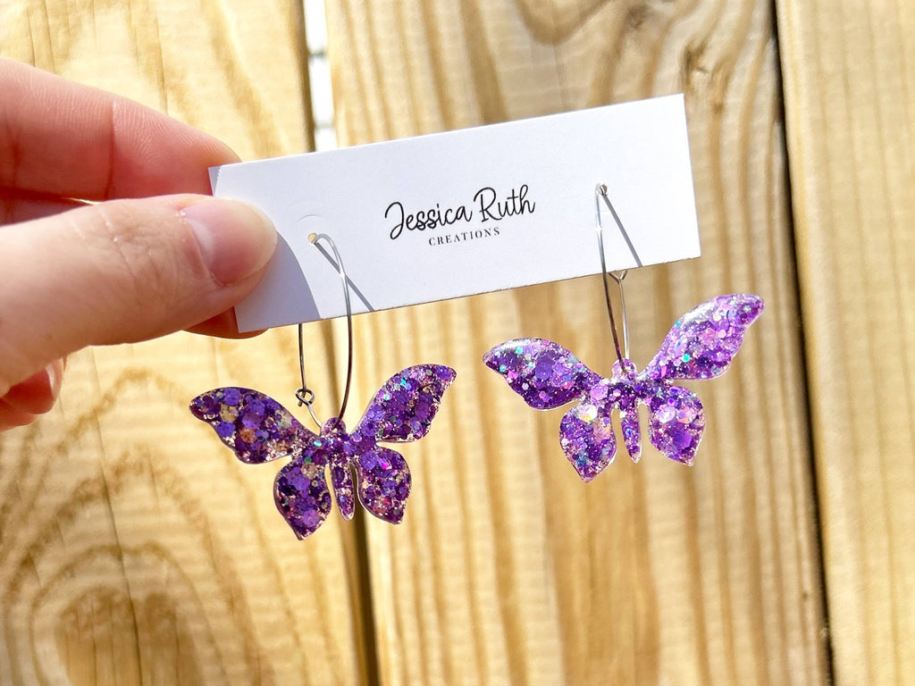 Butterfly Hoop Dangle Earrings: Spring Fling - The Regal Find