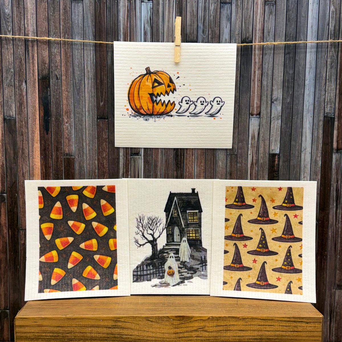 Trick or Treat Haunted House Swedish Dishcloths - Fall Decor