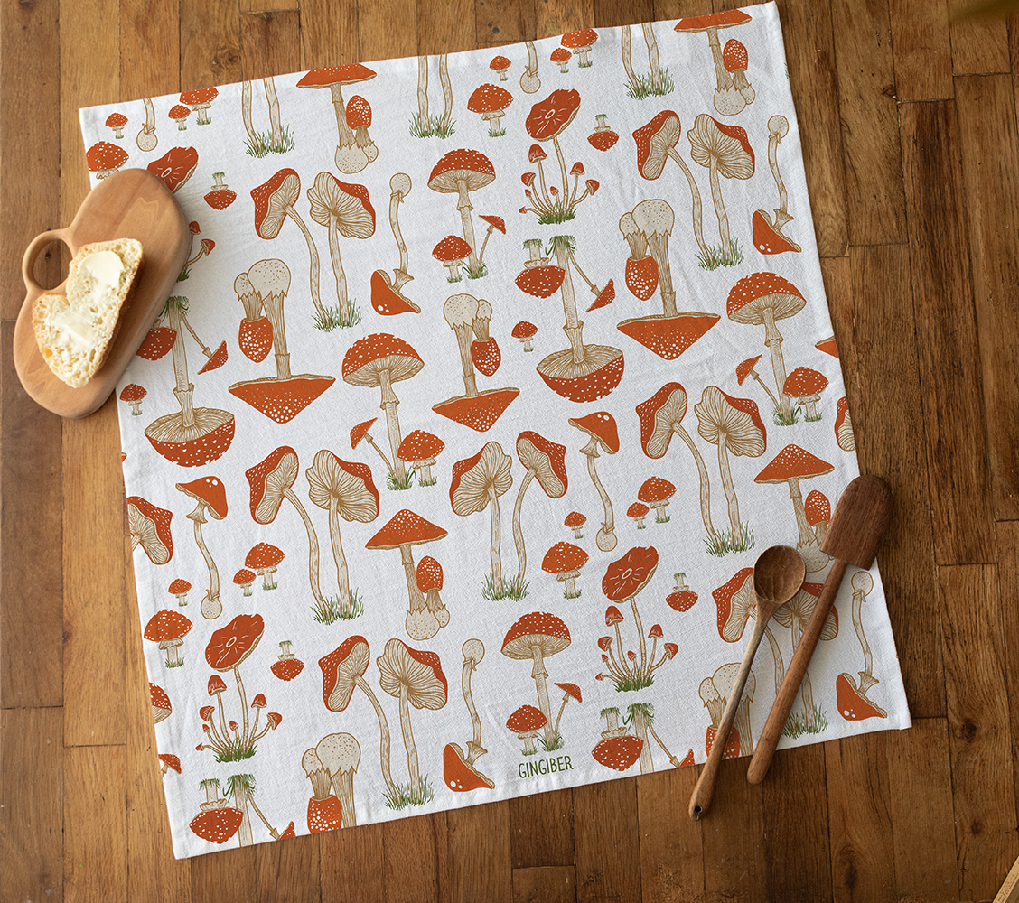 Enchanted Toadstools Tea Towel