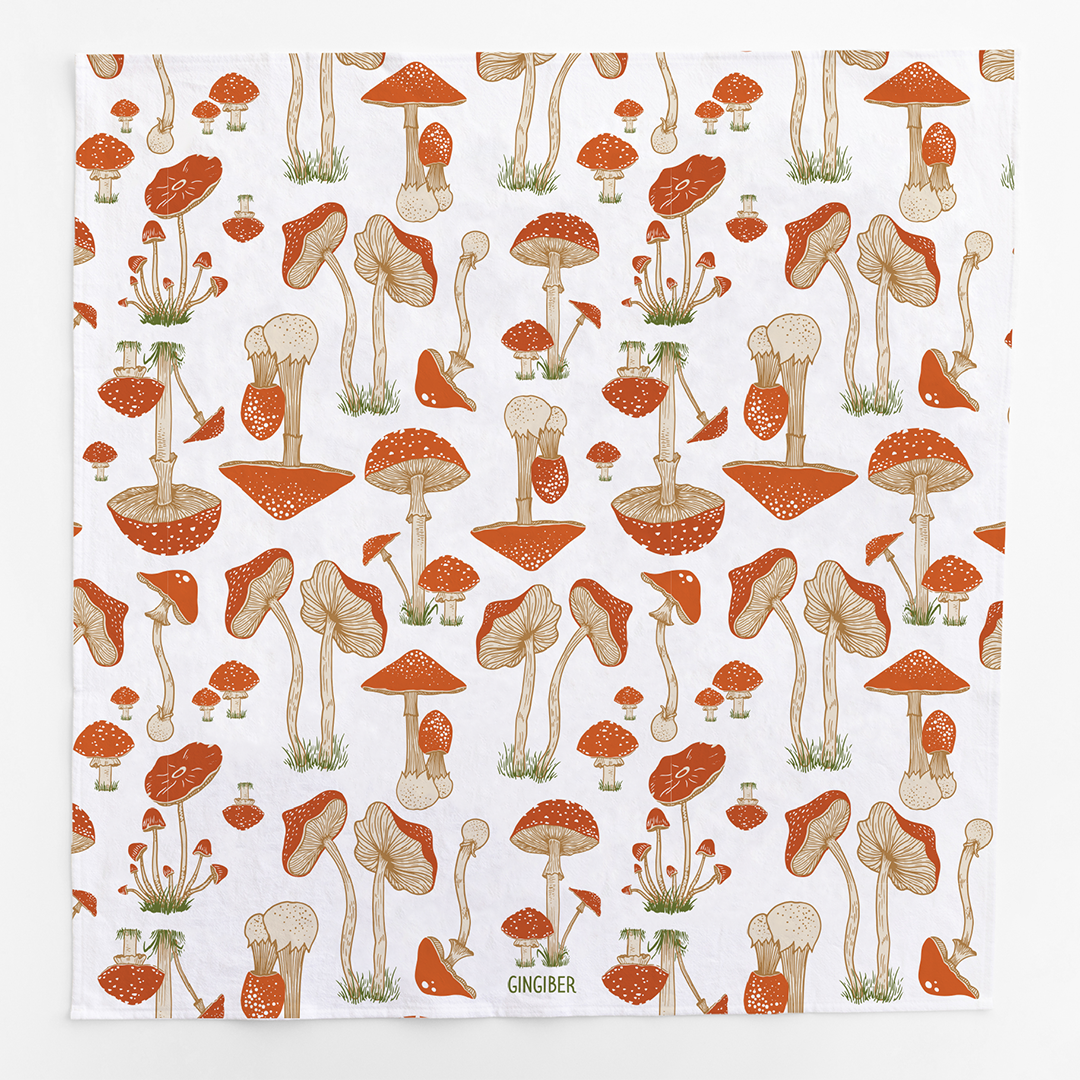 Enchanted Toadstools Tea Towel