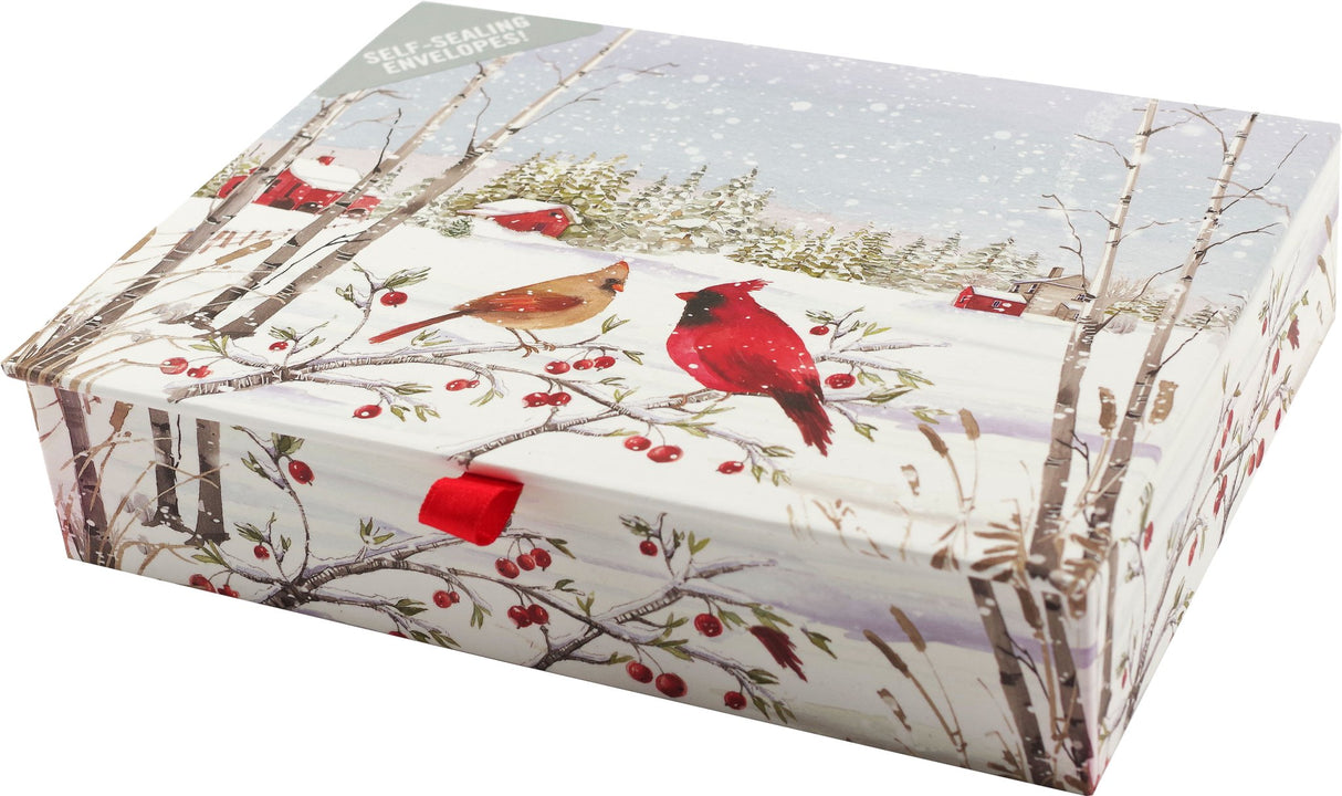 Cardinals in Winter Deluxe Boxed Holiday Cards - The Regal Find