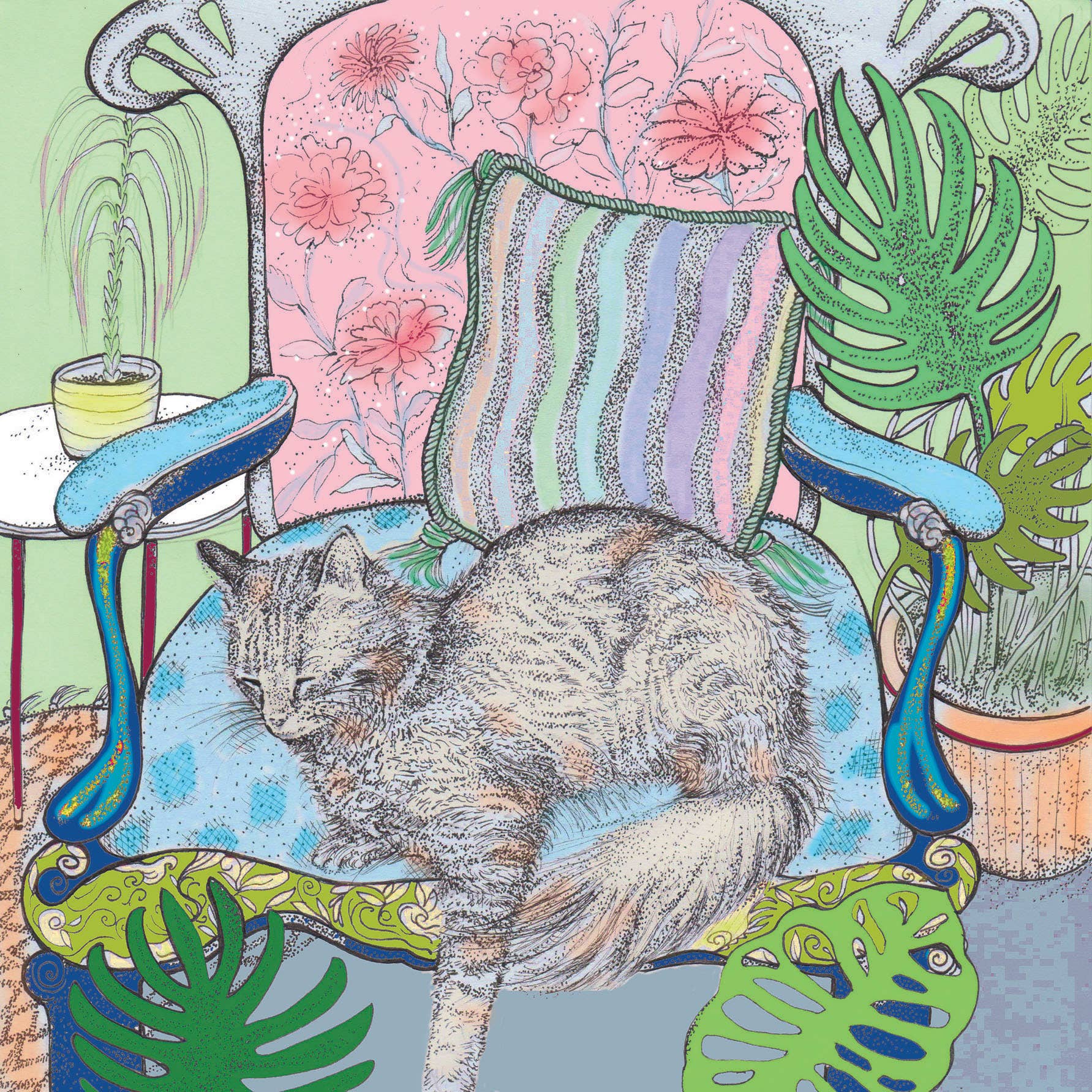 Cat on Armchair Greeting Card - The Regal Find