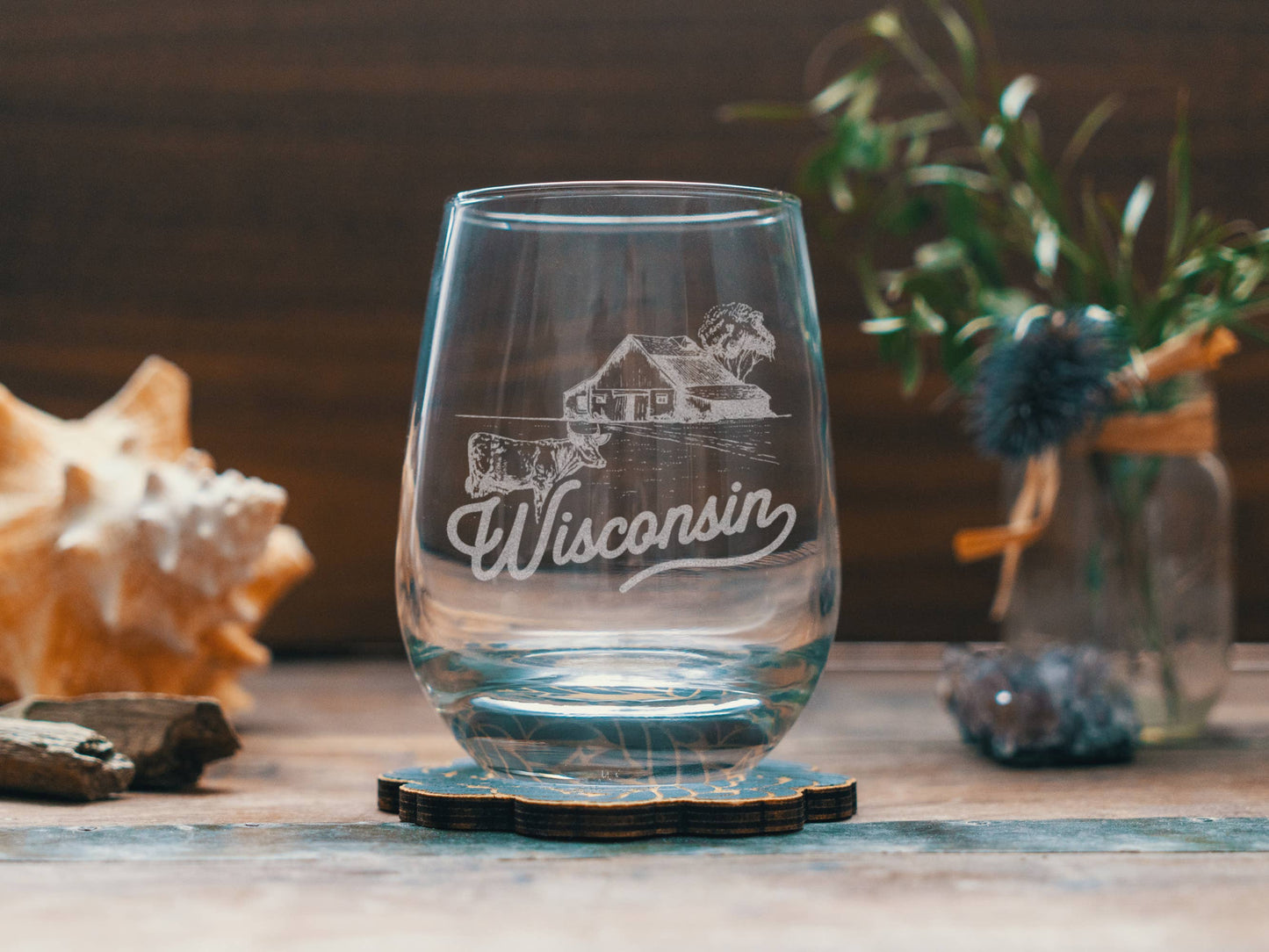 Wisconsin State Drinking Glasses: Beer Can ~16 oz