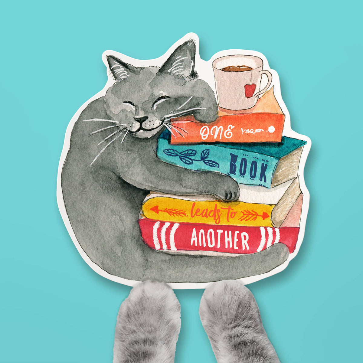 Book Lover Cat - Cute Vinyl Sticker