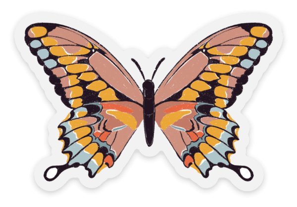 Clear Pink Swallowtail Butterfly Sticker, 3x2in - The Regal Find