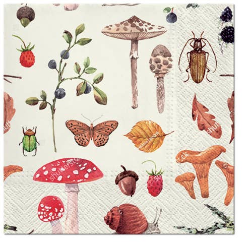 Forest Botany Lunch Napkins -  Autumn Paper Napkins